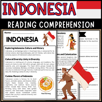 Preview of May AAPI Heritage Month Indonesia Reading Comprehension Passage & Questions