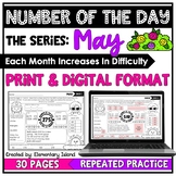 May Activities Number of the Day Worksheets Bundle | Dista