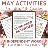 May Activities Worksheets 3rd 4th 5th Grade Independent Wo