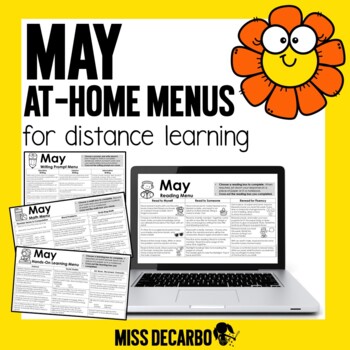 Preview of May At Home Learning Menus for Distance Learning