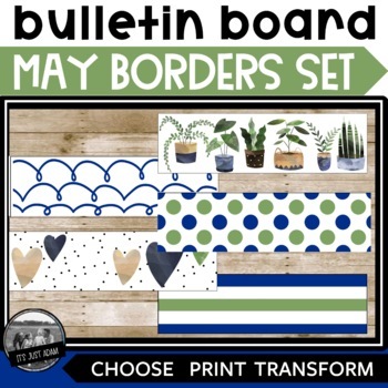 Preview of May Bulletin Board Border Set Spring Squiggle Doodle End Plant Life