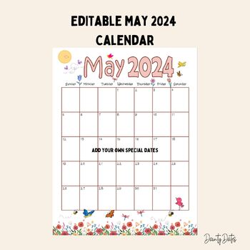 Preview of Editable May 2024 Calendar