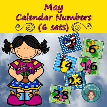 Preview of May Calendar Numbers (6 sets) 1-31