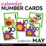 May Calendar Numbers - Flower Number Cards Calendar Displa