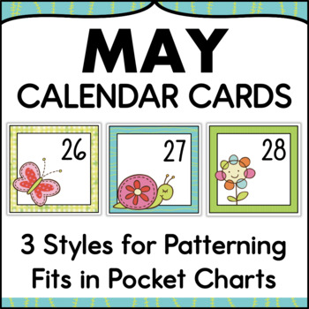 Preview of May Calendar Numbers - Monthly Calendar Cards Set Pocket Chart Size