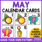May Calendar Numbers - Pocket Chart Calendar Cards
