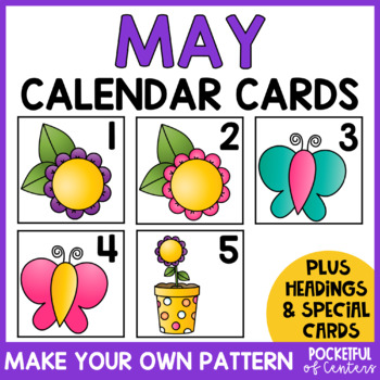 Preview of May Calendar Numbers - Pocket Chart Calendar Cards