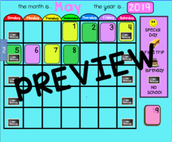 Preview of May Calendar for Smartboard -EDITABLE-
