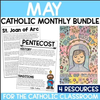 Preview of May Catholic Activities | Pentecost, St. Joan of Arc, Rosary Bulletin Board
