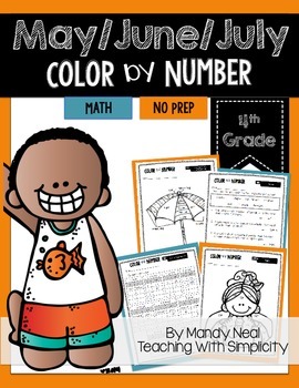 Preview of May Color By Code for 4th Grade Math