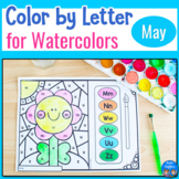 May Color by Letter and Initial Sound for Watercolor Painting