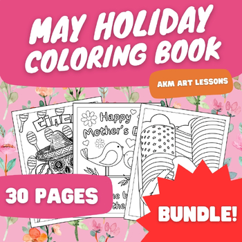 Preview of May Coloring Book Bundle - Coloring Page - Cinco de Mayo - Mother's Day - USA