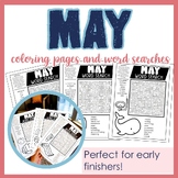 May End of Year Coloring Sheets Pages Word Search Activity