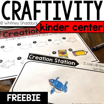 Preview of Shark Directed Drawing Kindergarten Craft Literacy Center FREEBIE