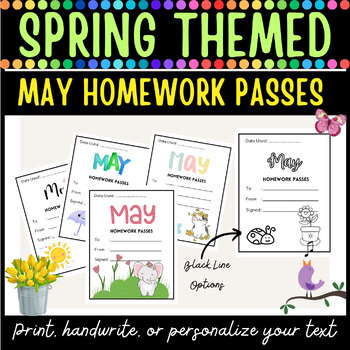 Preview of Editable Homework Pass | Spring Themed | May Homework