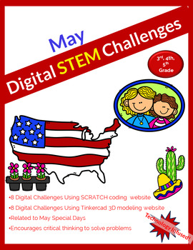 Preview of May DIGITAL STEM challenge|coding|Memorial Day|Mothers Day|Cinco de Mayo