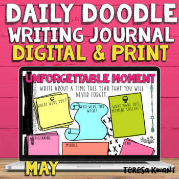 Preview of May  Daily Doodle Digital and Print Journal Prompts for the End of the Year