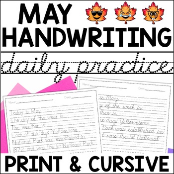 Preview of May Daily Handwriting Practice | Print Handwriting | Cursive Handwriting