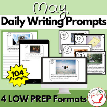 Preview of May Daily Writing Prompts - National Days - Task Cards - Morning Work