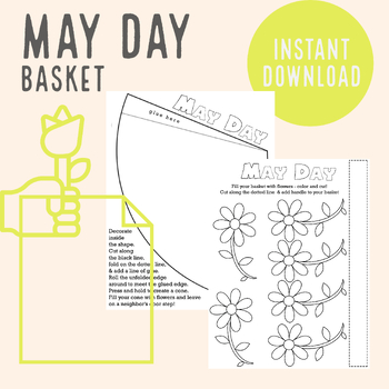 Preview of May Day Basket & Flowers