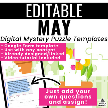 Preview of May Digital Mystery Puzzle Templates | EDITABLE