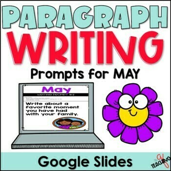 Preview of May Digital Paragraph Writing Prompts and Practice 2nd 3rd Grade