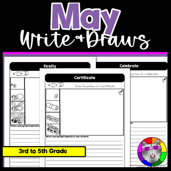 Preview of May Directed Drawing and Writing Worksheets Write & Draws 3rd-5th Grade