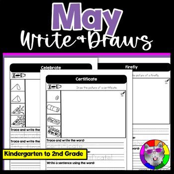 Preview of May Directed Drawing and Writing Worksheets Write & Draws K-2nd Grade