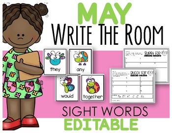 Preview of May EDITABLE Sight Word Write the Room Fun - Differentiated and Aligned