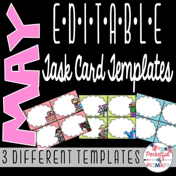 Preview of May EDITABLE Task Card TEMPLATES