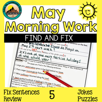 Preview of Morning Work May ELA Fix Sentences Review Parts of Speech Grammar Worksheets 5
