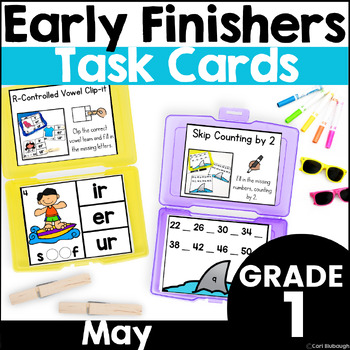 Preview of May Early Finisher Activity Task Cards for 1st Grade