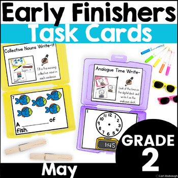 Preview of May Early Finisher Activity Task Cards for 2nd Grade