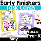 May Early Finisher Activity Phonics and Math Task Card Box