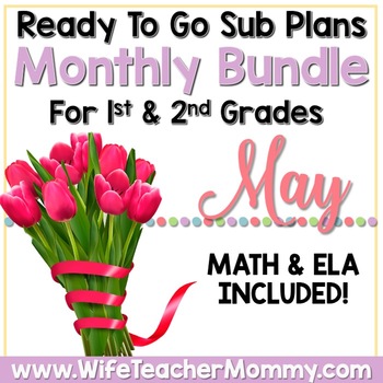 Preview of May Emergency Sub Plans 1st 2nd Grade Math & ELA Mini Bundle