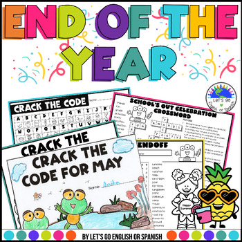 Preview of May End of the Year Activities Word Search & Break the Code Puzzles Worksheets