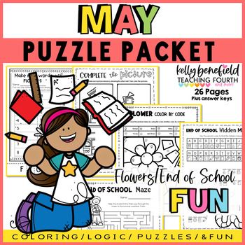 Preview of May Puzzles Activity Packet End of the Year  Activities During Testing Week