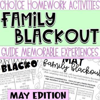 Preview of May Family Blackout | Homework Choice Board | EDITABLE | Guide Family Engagement