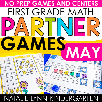 Preview of May First Grade Math Partner Games Spring 1st Grade Math Centers Small Groups