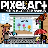 May Flowers Digital Pixel Art Magic Reveal ADDITION & SUBTRACTION