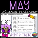 May Reading Comprehension Fluency Sentences + Digital Boom Cards™