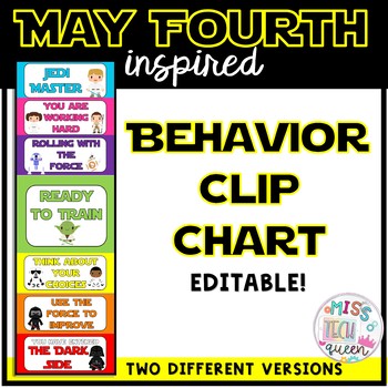 Preview of Space Behavior Chart EDITABLE Star Wars Themed Classroom Decor Clip Chart