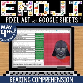Preview of May Fourth Google Sheets Emoji Pixel Art Nonfiction Reading Comprehension