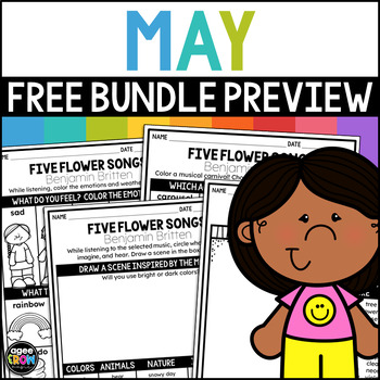 Preview of May Free Bundle Preview | Mindful Listening, Weather, Carnival, Coloring