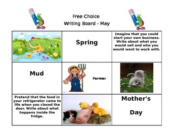 Preview of May Free Choice Writing Board