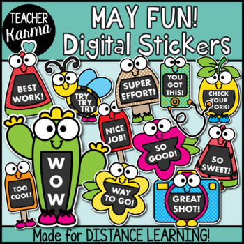 Preview of May Fun Digital Stickers- Google Classroom™ & SeeSaw™ Distance Education