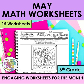 Preview of May Holiday Math Worksheets - 6th Grade Mother Day, Cinco de Mayo, Memorial Day