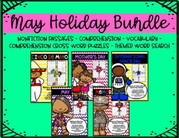 Preview of May Holiday Passages, Comprehension, and Crossword Puzzles!