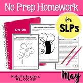 May Homework Packet for Speech Language Therapy