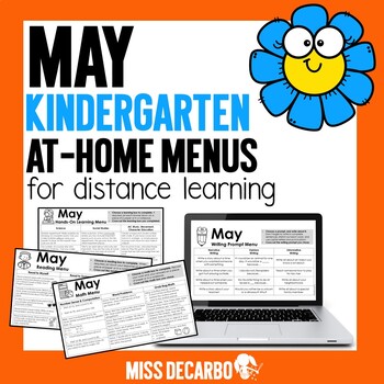 Preview of May Kindergarten Choice Board Activities - Math, Writing, Reading At Home Menu